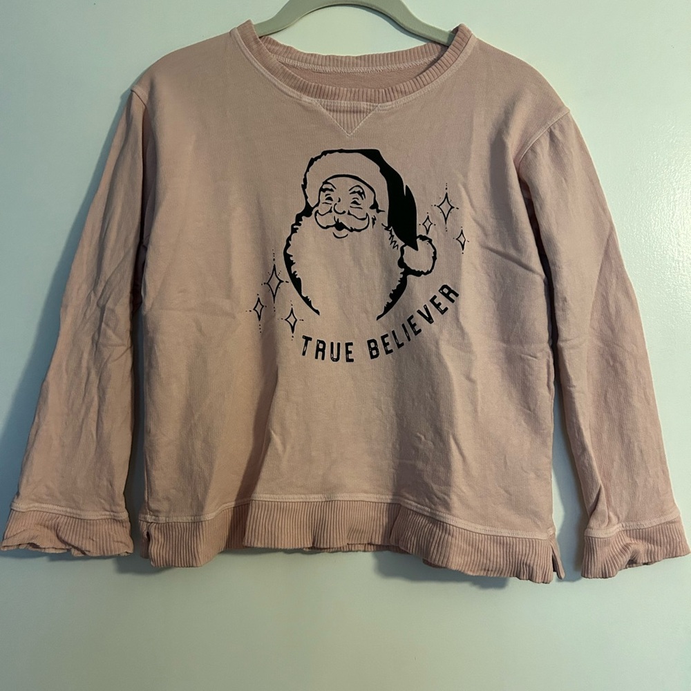 Wild Mae Kids Light Pink Santa Sweatshirt size 8/9